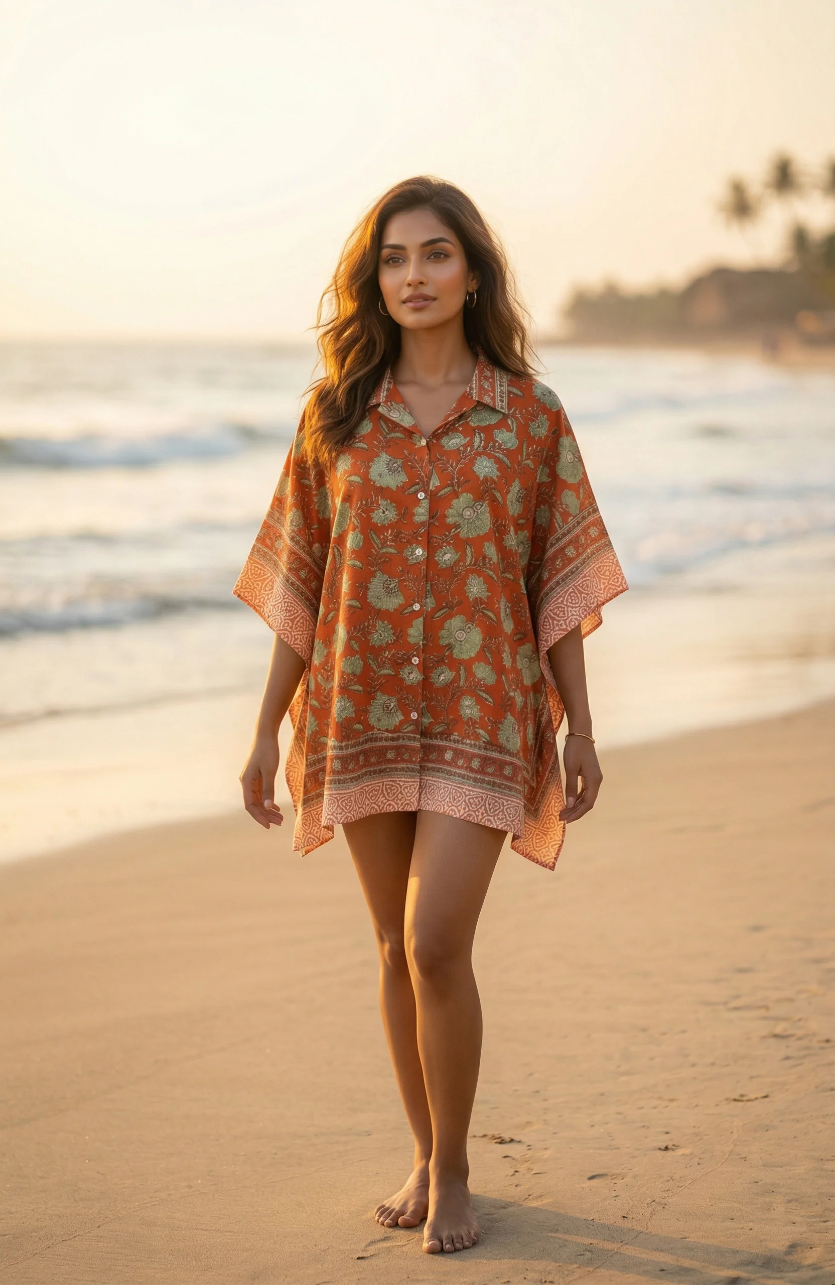 ORANGE BLOCK PRINTED KAFTAN TOP-NVK566